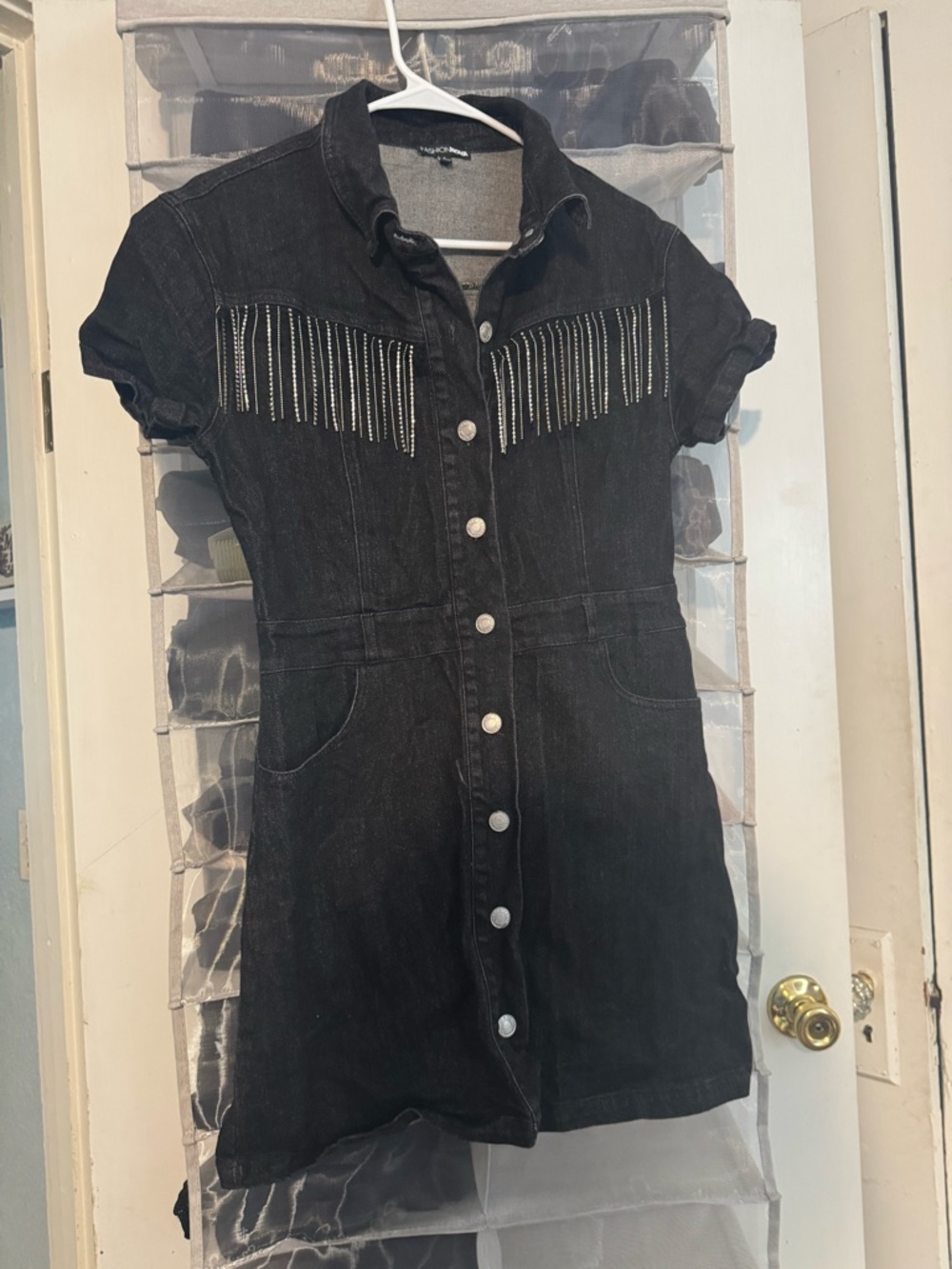Fashion Nova Black Denim Mini Dress